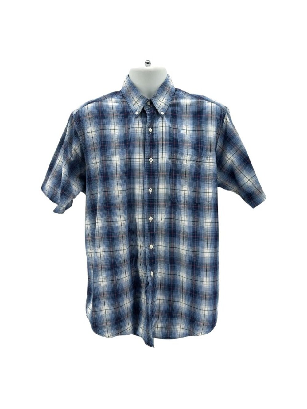 Brooks Brothers Mens Medium Shirt Sport Shirt Plaid Blue Button Down
